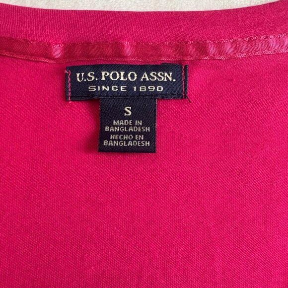U.S. Polo Assn. Casual Womens Magenta V-Neck T-Shirt Size Small Short Sleeve Top - Picture 5 of 12